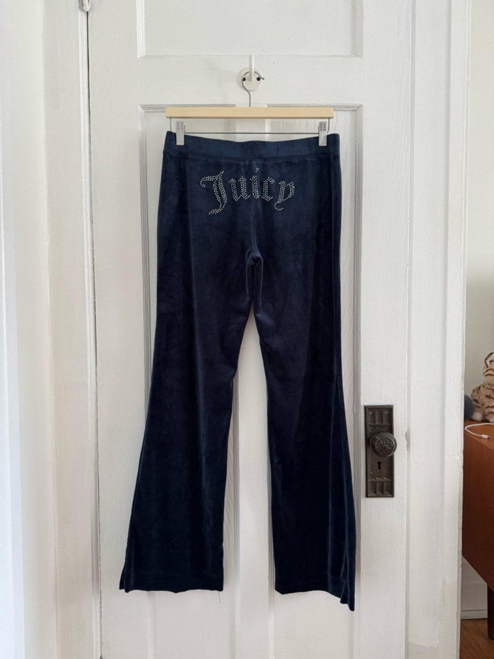 Juicy Couture Navy Velour Lounge Pants with rhinestones